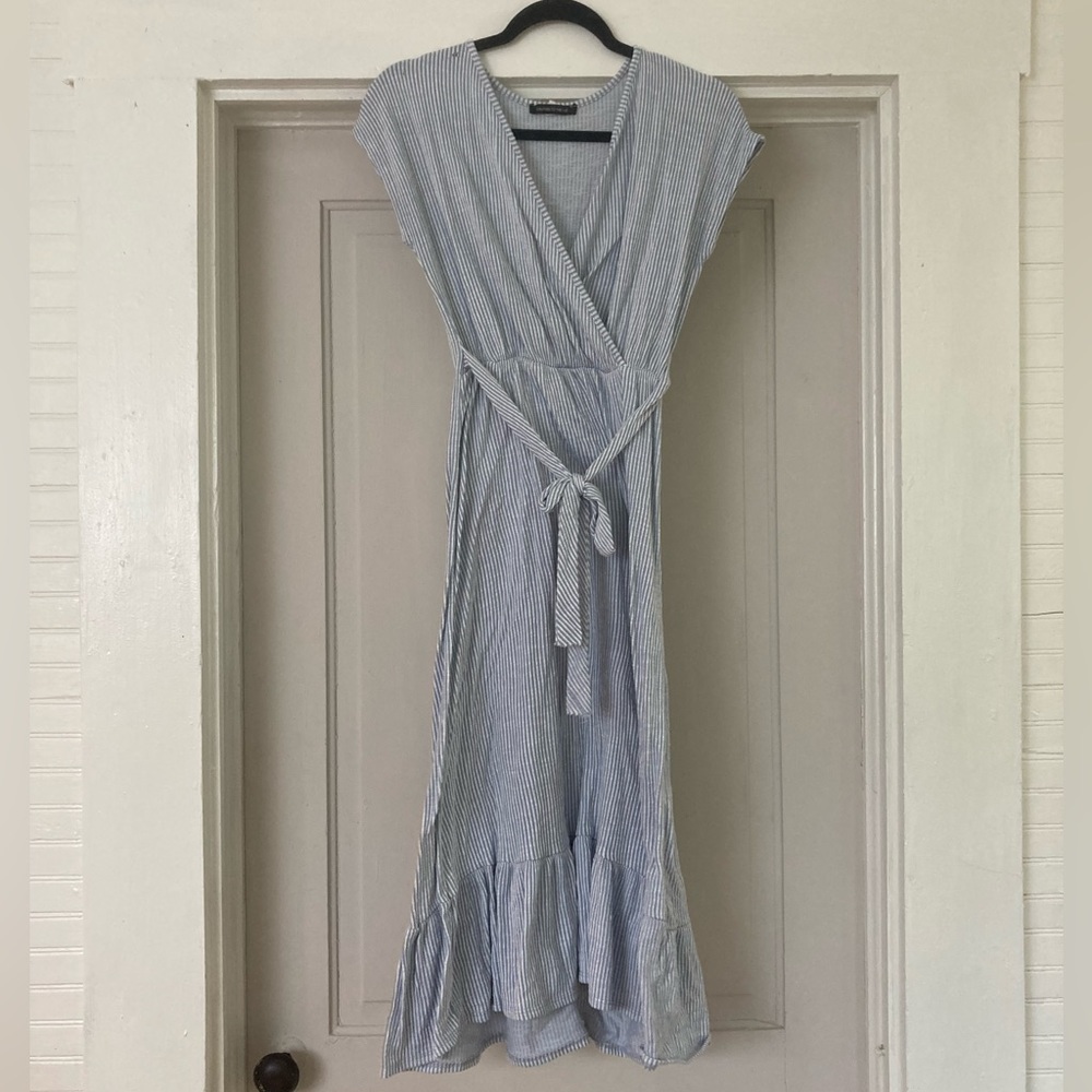 Caution To The Wind Blue Striped Midi Dress, Nursing Friendly!